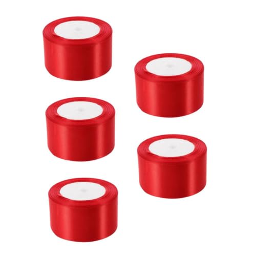 TEHAUX 5St rotes Band geschenkverpackung geschenkband DIY Bänder rote schleife hochzeit dekoration Bandrosen dunkelrotes Samtband Haarbänder für Frauen Zierband rotes Satinband Polyester von TEHAUX