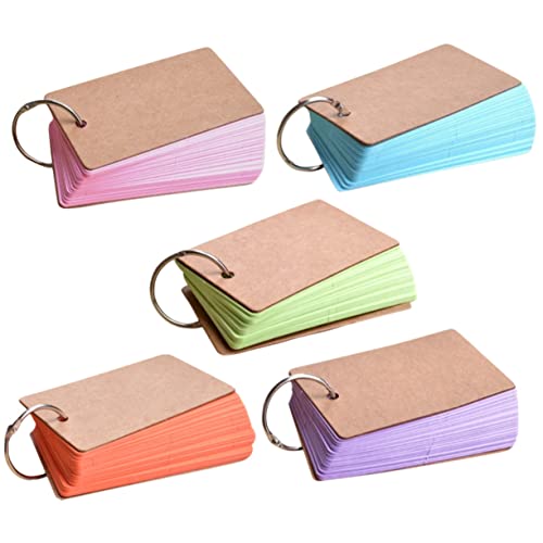 TEHAUX 5er Set Blanko Karteikarten Mit Ring Bunte Notizkarten Und Pink Praktische Lernkarten Für Schüler Und Studenten Ideale Memo Pads Für Notizen von TEHAUX