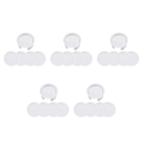 TEHAUX 5sets Untersetzer Silikonform Tablettformen Aus Harz Schalenformen Aus Silikon Für Harz Silikon-untersetzerformen Für Harz Formen Für Epoxidharz Kieselgel Weiß 5pcs*5 von TEHAUX