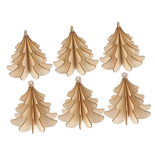 TEHAUX 6 Stück Holz Weihnachtsbaumschmuck Zum Aufhängen Unvollendete Vorgebohrte Weihnachtsdekoration Für Kreative Bastelprojekte Ideal Für Individuelle Weihnachtsbaumgestaltung von TEHAUX