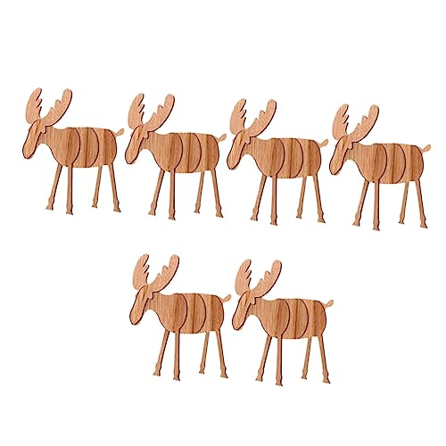 TEHAUX 6 Stücke Kreative Weihnachten Elk Verzierungen Home Holz Dekore Weihnachtsparty Ornamente von TEHAUX