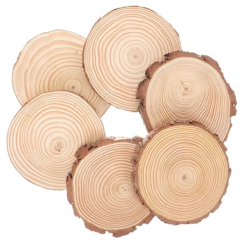 TEHAUX 6St Holzkreise zum Basteln Rondin Rundholzscheiben Dekor Ausschnitte Wohnung naturholz home decor holzbretter bauholz grinds Holzscheiben zum Bemalen Holzscheiben für DIY hölzern von TEHAUX