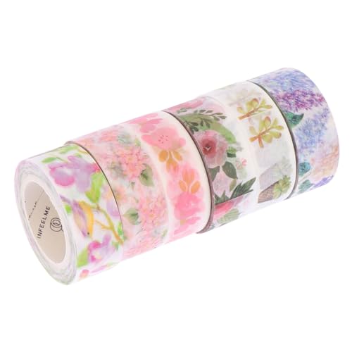 TEHAUX 6St tagebuch klebeband farbiges klebeband papierklebeband Decorative tape Paper tape Creative tape Blumenband Scrapbook-Klebeband DIY Sammelalbum Fotoalbumband Buchalbum Klebeband von TEHAUX