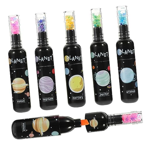 TEHAUX 6st Planet-textmarker Aquarell-highlight-stift Hübsche Textmarker Kinderanzug Highlighter Pastell Kawaii Schulmaterial Pastell-textmarker Kawaii Textmarker Graffiti-marker Plastik von TEHAUX