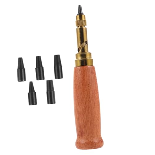 TEHAUX 7 Teiliges DIY Lochwerkzeug Set Automatischer Wechselbarer Hohlstanzer Für Gürtel Und Armbänder Aus Edelstahl Inklusive Holzgriff Ideal Für Nähprojekte Und Handwerk von TEHAUX