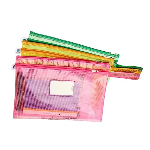 TEHAUX 7er Set A4 Mesh Zipper File Bags Transparente Dokumententaschen Für Büro Und Schule Praktische Aufbewahrung Für Schreibwaren Und Unterlagen Zufällige Farben von TEHAUX