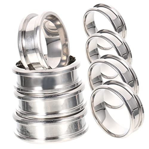 TEHAUX 8 Stück Geriffelter Ring Glatter Runder Ring Aura-ring Büroprodukt Schwarzer Kern Kette Handschmuck Finger Fingerring Aus Stahl Band Ringrohlinge Größer Rostfreier Stahl Silver von TEHAUX