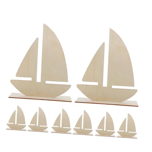 TEHAUX 8 Teiliges DIY Holzboot Modelle Unvollendetes Holzboot Bastelset Leeres Holzboot Modell Projekt Set Für Bastelschule Projekt Geburtstagsfeier von TEHAUX