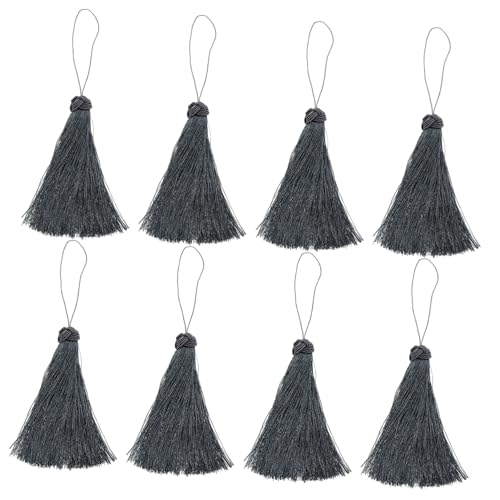 TEHAUX 8st Drachenknoten Quaste Hängendes Ohr Mini-quasten Zum Basteln Kunstseide Quaste Bastelquaste Chinlon-quaste Fächerquaste Mini-abschlusskappe Hut Quaste Diy Quaste Dark Grey Nylon von TEHAUX