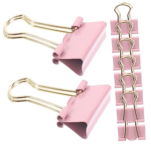 TEHAUX 9St Elliot-Ordner büroorganisation büroartikel papiertacker schnell hefter office supplies Binder Büroklammern Befestigungsclips für Dokumente kleine Dokumentenklammern Metall Rosa von TEHAUX