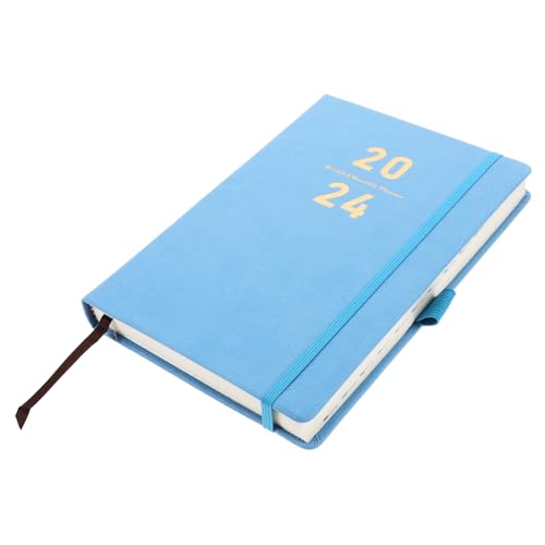 TEHAUX Agendabuch 2024 Jahresplaner-Notizbuch Notizbücher planen monatlicher Notizblock büromaterial office supplies Notizbuch mit Trennwänden tragbarer Notizblock Kunstleder Blue von TEHAUX