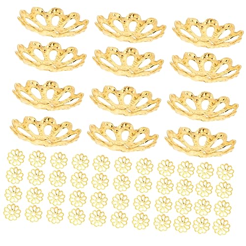 TEHAUX Schmuckzubehör Diy Bastelnperlen Set Diy Schmuckperlen Kappen Blumen Kappen Für Halsketten Ohrringe Und Armbänder Goldene Perlenkappen 7mm Für Kreatives Basteln Und Schmuckherstellung von TEHAUX