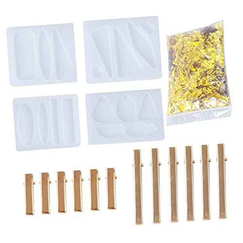 TEHAUX DIY Silikon Haarnadeln Form Set Epoxidharz Haarnadeln Gießformen Für Handgemachte Haarclips Inklusive Goldene Clips Und Goldener Muschelpapier von TEHAUX