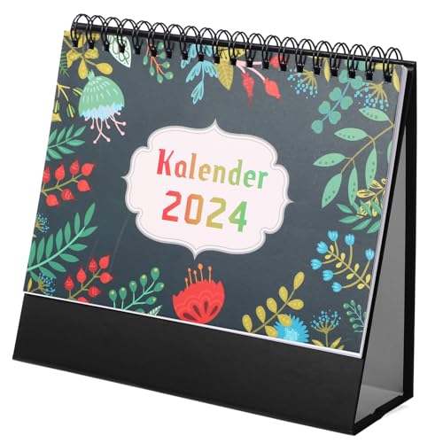 TEHAUX Deutscher Tischkalender 2024 Stehender Flip-desktop-kalender Desktop-standkalender Kleiner Tischkalender Jahresplaner 2024 Staffelei-kalender 2024 Büro-tischkalender Dekor Papier von TEHAUX