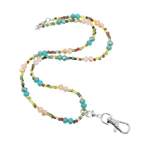 TEHAUX Einfache Reißverschlusskette Lanyard für Frauen Halsketten mit Anhänger hängende Kette bag charm handy schlaufe Perlen zum Aufhängen hängendes Kettendekor Glasperlen Blue von TEHAUX