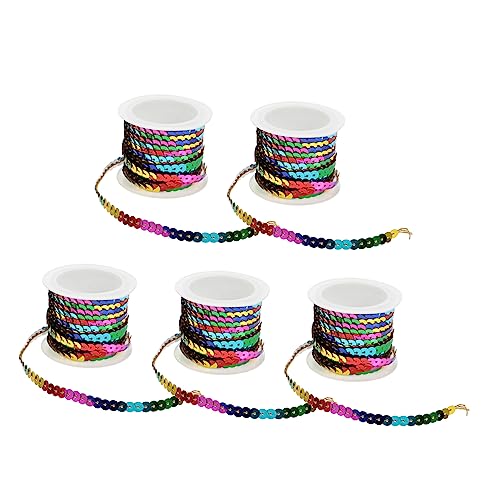 TEHAUX Farbige Pailletten Bänder Für DIY Schmuck Haarbänder Und Bastelarbeiten Sequin Webbing Für Kreative Dekorationen Und Accessoires 5m Pro Rolle von TEHAUX