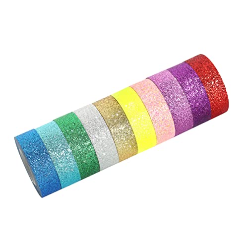 TEHAUX Glitzer Washi Tape Dekoratives Klebeband Für Scrapbooking DIY Kunsthandwerk Und Kreative Projekte Bunte Glänzende Masking Tapes Für Journaling Und Dekoration von TEHAUX