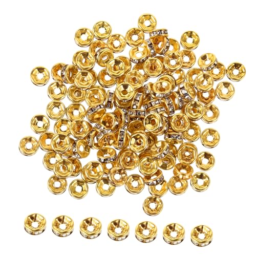 TEHAUX Goldene Spacer Perlen Rondelle Spacer Beads Mit Für Schmuckherstellung DIY Armbänder Und Halsketten Zirkonia Design Perfekt Für Bastelprojekte von TEHAUX