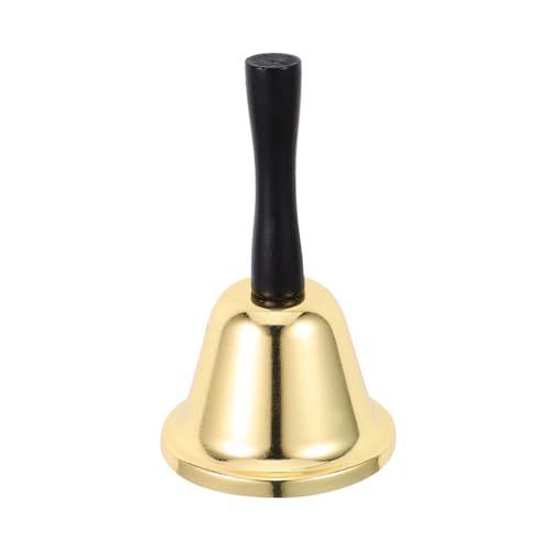 TEHAUX Handglocke Aus Stahl Rustikale Serviceglocke Weihnachtsmannglocke Goldfarbene Weihnachtsklingel Hochzeitsrufglocke Dekorative Handglocke Für Das Schulklassenzimmer von TEHAUX