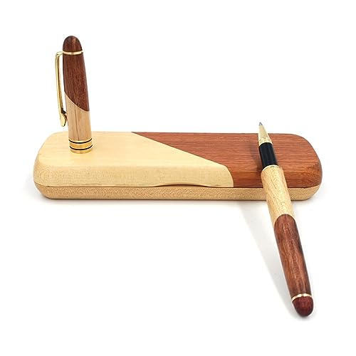 TEHAUX Kugelschreiber Set Mit Holzbox Hochwertiger Rollerball Kugelschreiber Aus Rosenholz Für Büro Schule Und Geschenkideen Schreibutensilien Für Bürobedarf Und Stationery von TEHAUX