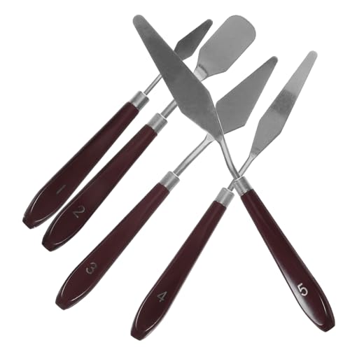 TEHAUX Malspachtel Set Spachtel Set 5 Teiliges Set Edelstahl Ölgemälde Spachtel Mit Holzgriffen Malwerkzeug Für Ölmalerei Aquarell Und Kunsthandwerk Ideal Für Farbmischung Und Kreative Anwendungen von TEHAUX