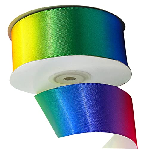 TEHAUX Regenbogen Geschenkband Aus Hochdichtem Polyester Farbenfrohes 22m Langes Und 4cm Breites Dekorationsband Für DIY Bastelarbeiten Und Geschenkverpackungen Bunte Farbverläufe Für von TEHAUX