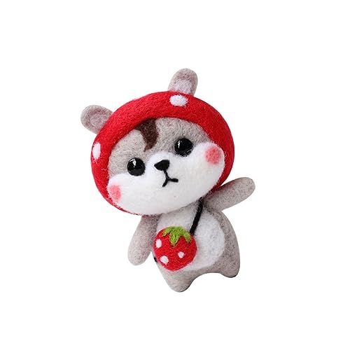 TEHAUX Spaß Plüschpuppe DIY Nadel Filz Kit Punch Nadel Plüsch Material Zubehör Cartoon Hund DIY Kunst Handwerk Für Zuhause Kinder (strawberry Akita) von TEHAUX