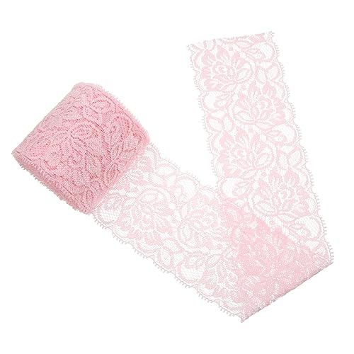 TEHAUX Stretch-Spitze nylongarn Spitzen-Accessoire Handgemachte Dekoration elastisches Band Kleidung Spitzenbesatz applizierter Spitzenbesatz Spitzenband selber machen Spandex-Garn Rosa von TEHAUX