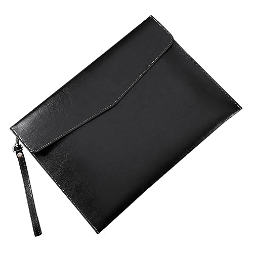 TEHAUX Taschenhalter A4-Dokumentenordner Reiseaktentaschen A4 Dokumentenhalter kreditkarten credit cards egeld damen geldbörse briefumschläge Quittungshalter-Organisator PU-Umschlag Black von TEHAUX