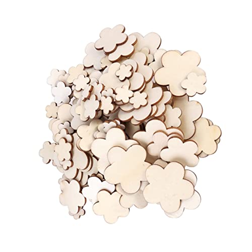 TEHAUX Unbearbeitete Holzblütenform Holzscheiben Set Für Basteln Scrapbooking Und DIY Deko 4 Cm Verschiedene Größen Holzverzierungen Für Hochzeiten von TEHAUX