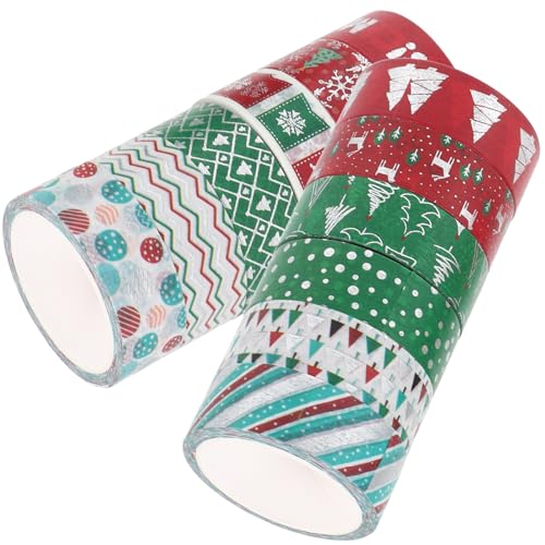 TEHAUX Weihnachten Washi Tape Set Dekorative Klebebänder Mit Goldverzierung Für Scrapbooking Journals Und Bastelprojekte Verschiedenen Farben von TEHAUX