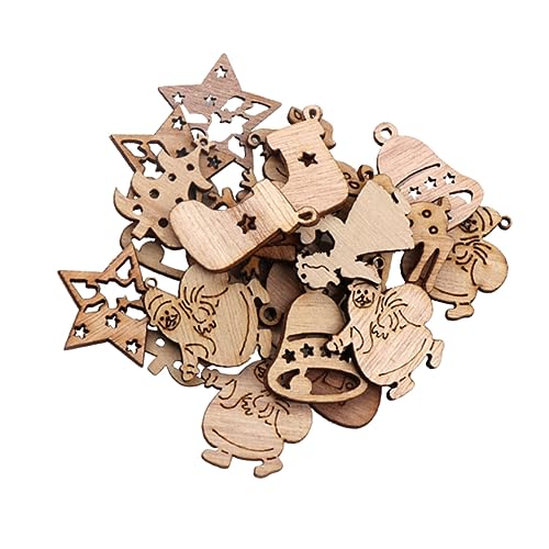 TEHAUX Weihnachts Holzscheiben Vintage Cartoon Hängende Anhänger Weihnachtsdeko Mini Holzchips Für Festliche Bastelprojekte Und Baumschmuck von TEHAUX