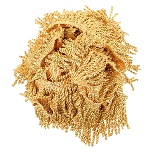 TEHAUX Zubehör für Fahnenbesatz luxuriöses Rock mit goldenen Pailletten Vorhang Quaste Stoffbesatz Goldrand home decor home dekoration Quastenrand Fransenbesatz mit Quaste Polyester von TEHAUX