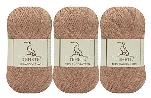 TEHETE 100% Angorawolle Garn zum stricken, Häkelgarn ca. 200 Merter, 4-fädig, 50g * 3 Bälle, 011 von TEHETE