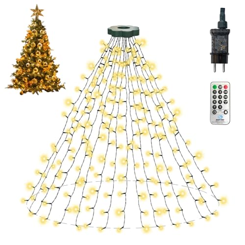 TEINNGO 400 LED Lichterkette Weihnachtsbaum mit Fernbedienung, Weihnachtsbaum Beleuchtung Dimmbar 16 X 2M, LED Tannenbaum Lichterkette mit 8 Modi & Timer & Memory Funktion für Weihnachtsbaum Deko von TEINNGO