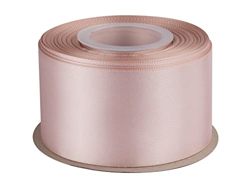 Doppelseitiges Satinband, 50mm x 22M, solides Polyester-Bastelband, perfekt zum Verpacken von Geschenken, Basteln, Dekoration für Hochzeitsfeiern, Blumenarrangements, Nähen (Vanille) von TEKDEERE