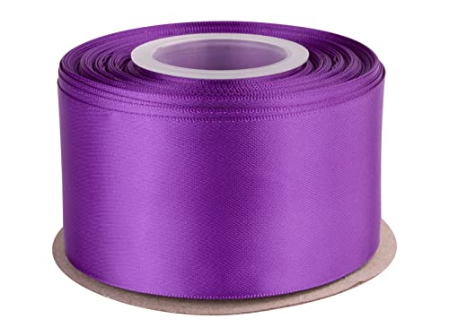 Doppelseitiges Satinband, 50mm x 22M, solides Polyester-Bastelband, perfekt zum Verpacken von Geschenken, Basteln, Dekoration für Hochzeitsfeiern, Blumenarrangements, Nähen (Violett) von TEKDEERE