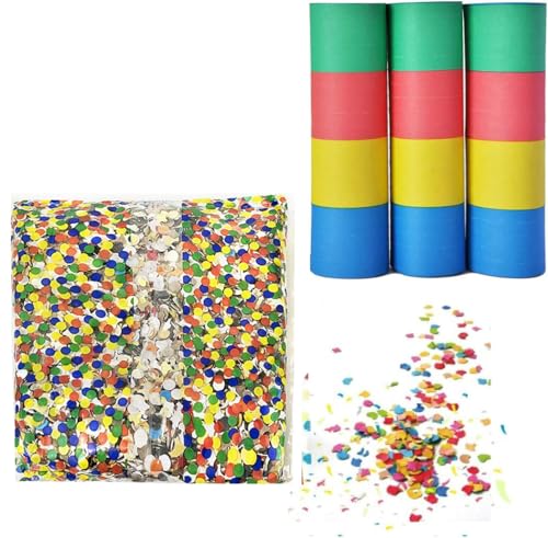 TEKHOME Karneval 3 Rollen Luftschlangen aus Papier + 1 Beutel Konfetti bunt 400 g – Set Konfetti für Karneval von TEKHOME