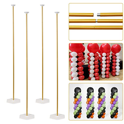 TEKXYZ Goldene Metall Ballonständer - Set aus 4, Verstellbare Säule Von 40CM bis 1,6M, Freie Kombination Für Ballonsäulenständer Auf Dem Tisch And Säulengleicher Ballonständer Für Den Boden von TEKXYZ