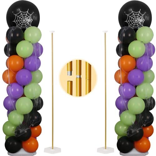 TEKXYZ Goldene Metall Ballonständer - Set aus 2, Verstellbare Säule Von 40CM bis 1,6M, Freie Kombination Für Ballonsäulenständer Auf Dem Tisch And Säulengleicher Ballonständer Für Den Boden von TEKXYZ