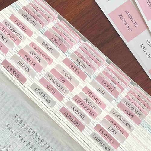 TELAIN Bibelregister Rosa Mit 80 Selbstklebenden Tabs, Einfach Zu Lesen Und Zu Positionieren, Langlebige Bibelregister Für Alle Bibelausgaben In Pink Weiß von TELAIN