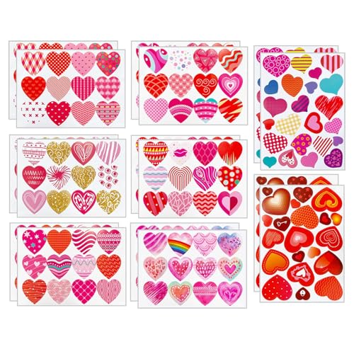 TELAIN Valentines Day Sticker Set, 232 Stück Liebe Herz Aufkleber, Wasserdicht Und Farbbeständig, Für Kinder Und Erwachsene Zu Valentinstag, Geschenkdekoration von TELAIN