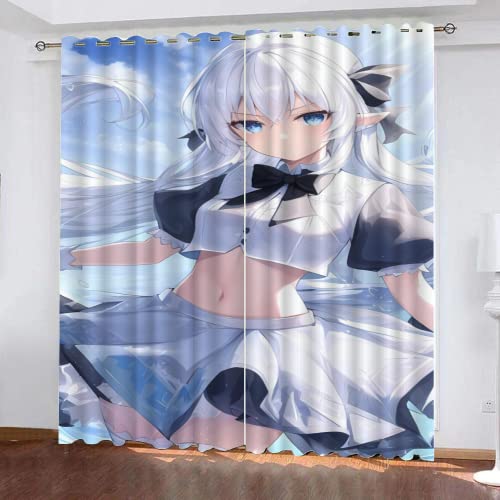 Cartoon-Anime-Mädchen Verdunklungsvorhänge Anime Schulmädchen Blickdichte Gardinen 2Er Set, Thermo Vorhänge Für Schlafzimmer Wohnzimmer Kinderzimmer Küche Fensterdekoration (235 x 230 cm) von TEMLAN