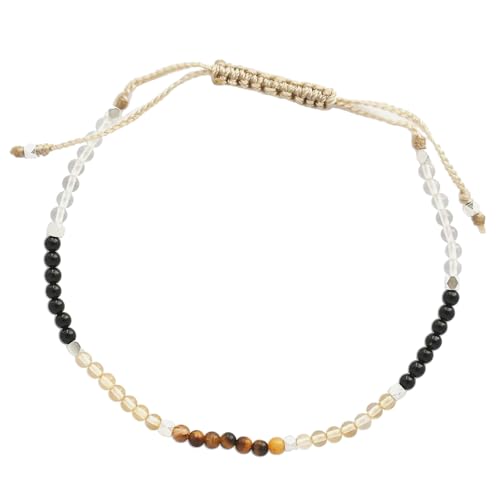 TEMOOUES Multi-Chakra-Armband für Frauen, Heilkristall, Naturstein, Armband mit 2 mm Perlen, Unisex, verstellbarer Makramee-Armreif von TEMOOUES