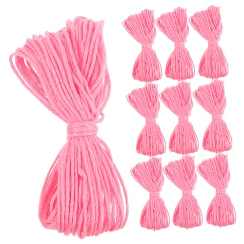 TEMPNAP 10 Rollen Handgefertigter Gewebter Baumwollfaden Stickgarnspulen Stickspulen Baumwollstickgarn Nähprodukte Freundschaftsarmbänder Floss Strickgarn Rosa von TEMPNAP