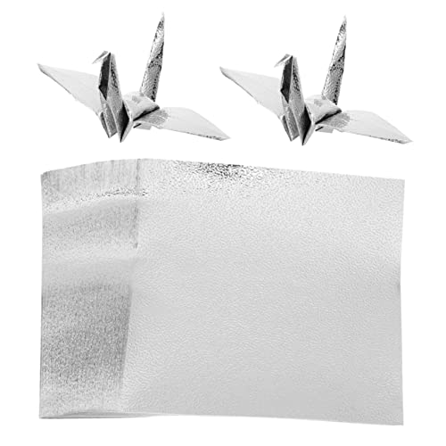 TEMPNAP 100Pcs Einseitiges Perlmutt-Origami origami papier manifold origami Papierfaltkunst Origami-Papiermasse Origami-Perlmuttpapier Karton handgeschöpftes Papier Faltbares Papier Silver von TEMPNAP