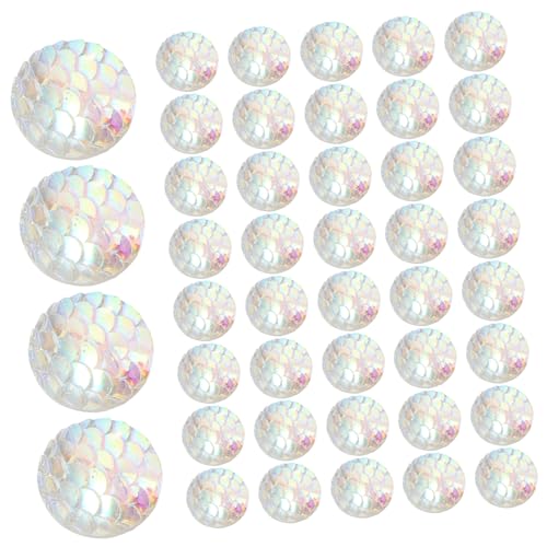 TEMPNAP 100Pcs Zubehör für Fischschuppen schmuck selber machen schmuckherstellung DIY-Schmuck DIY Schmuck Zubehör ab Strass runde Cabochons mit flacher Rückseite Kuppelperlen Plastik Weiß von TEMPNAP