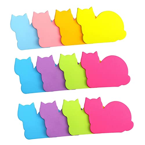 TEMPNAP 12St Katze Haftnotizen Katzenaufkleber Katzenbecher Katzendekor Katzenstifte süßes stationäres Cat shaped note paper Adhesive notes tragbare Nachrichtennotizen Taschennotizpapier von TEMPNAP