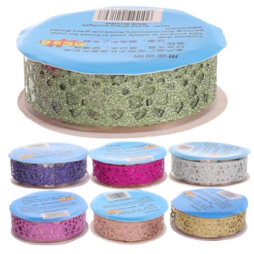 TEMPNAP 1set Spitzenband Scrapbbok The Washi Tape Diy Dekobänder Glinet Makramee Glitzeraufkleber Spender Quaste Bling-band Glitzerndes Klebeband Washi-tape-aufkleber Das Haustier 7rolls von TEMPNAP