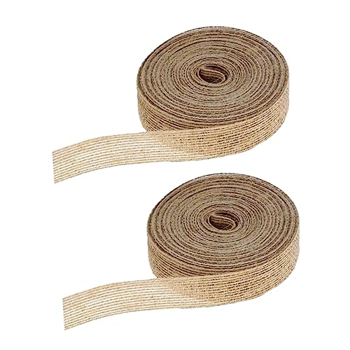 TEMPNAP 2 Rollen Schnur-Gurtband-Dekoration favorisieren Band zum Verpacken Sackleinen Girlande Gold seidenband ribbon Geschenkverpackungsband kreative Bänder natürliche Jute Light Brown von TEMPNAP